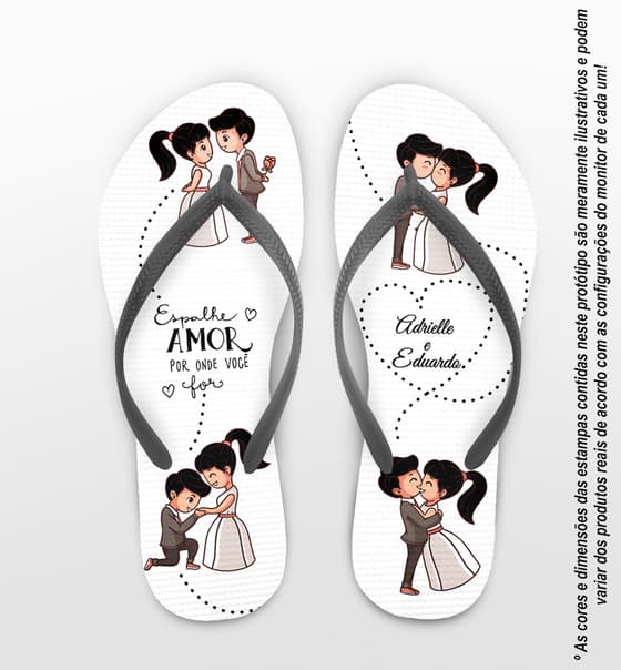 Chinelo Casamento Noivinhos Cute Personalizado COD 7978