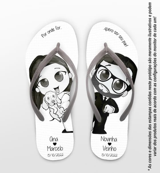 Chinelo Casamento Noivinhos e Cachorro Personalizado COD 10753