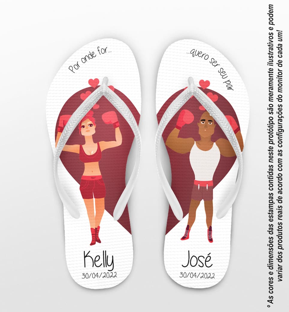 Chinelo Casamento Noivinhos Lutadores Personalizado COD 10762