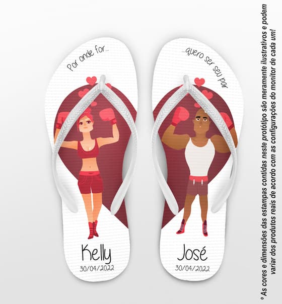 Chinelo Casamento Noivinhos Lutadores Personalizado COD 10762