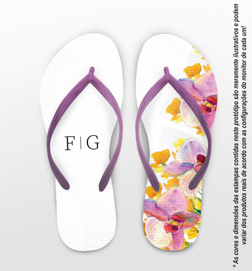 Chinelo Casamento Orquídeas Personalizado COD 10738