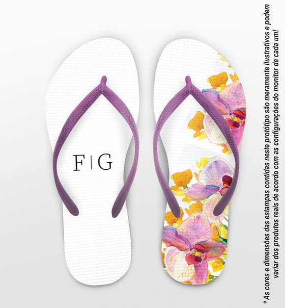 Chinelo Casamento Orquídeas Personalizado COD 10738