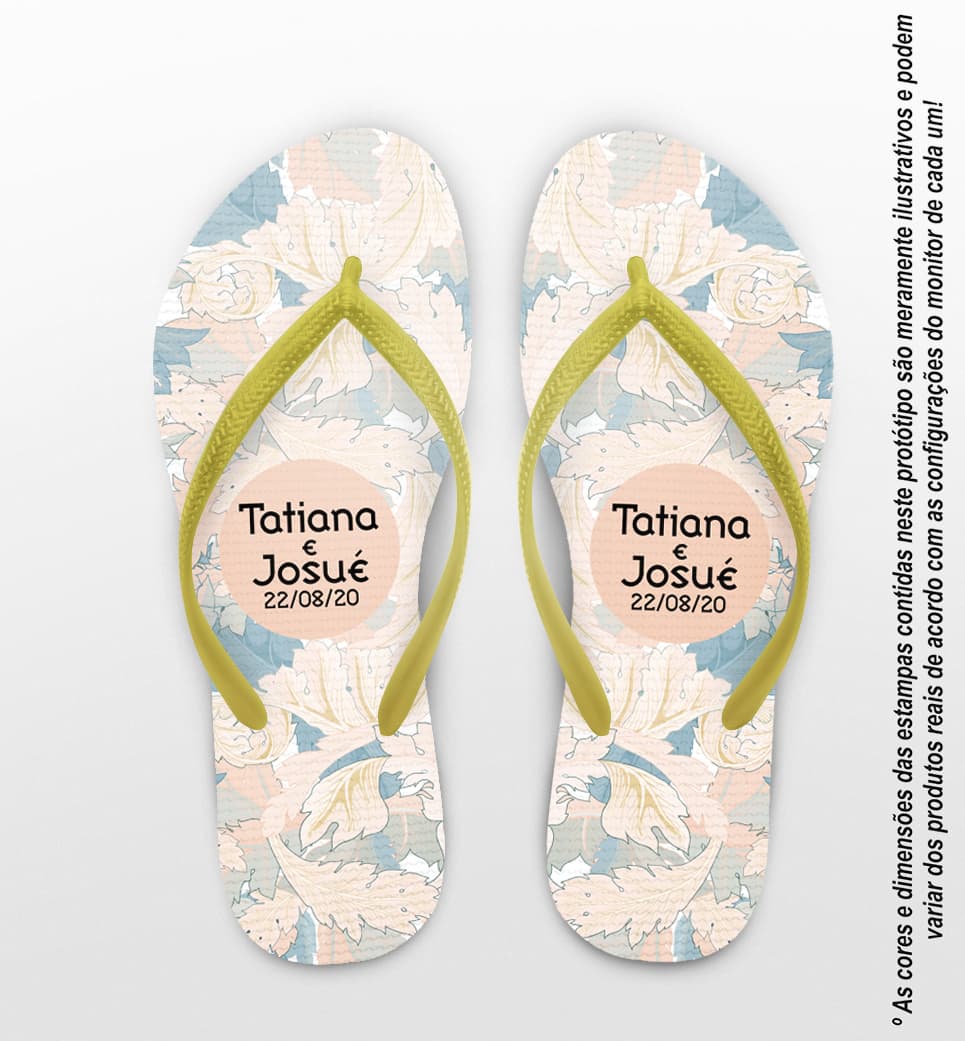 Chinelo Casamento Personalizado Aquarela COD 9330