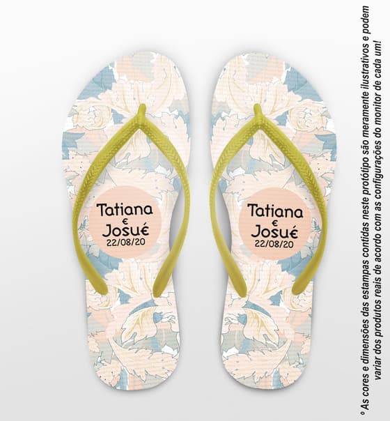 Chinelo Casamento Personalizado Aquarela COD 9330