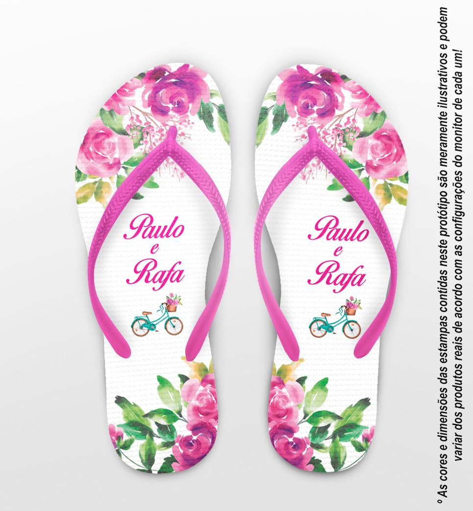 Chinelo Casamento Personalizado Bicicleta com Flores COD 9320
