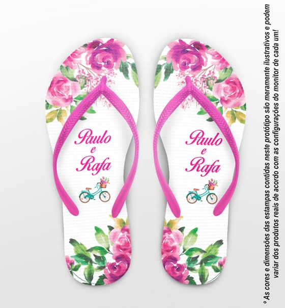 Chinelo Casamento Personalizado Bicicleta com Flores COD 9320