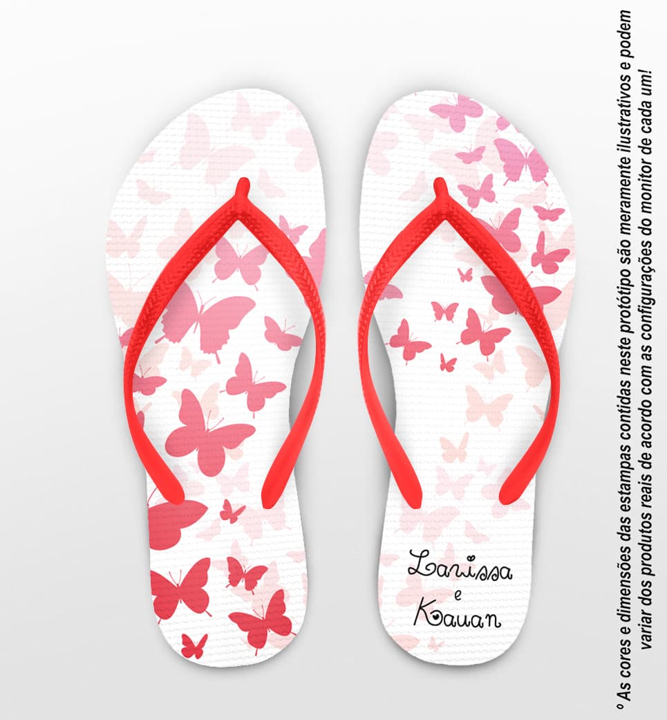Chinelo Casamento Personalizado Borboletas COD 9351