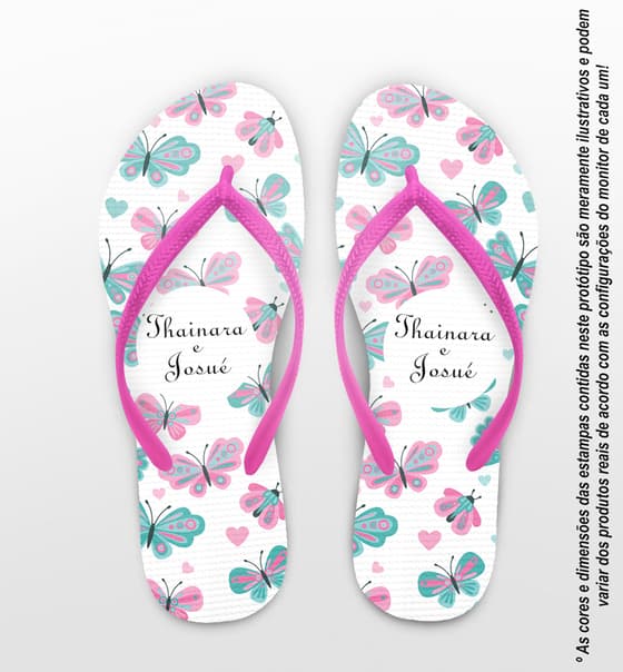Chinelo Casamento Personalizado Borboletas COD 9352