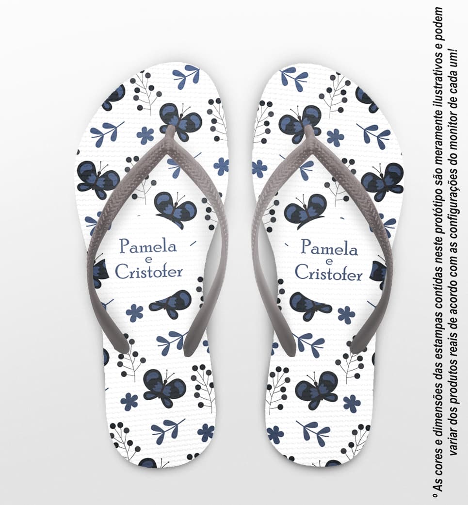 Chinelo Casamento Personalizado Borboletas COD 9354