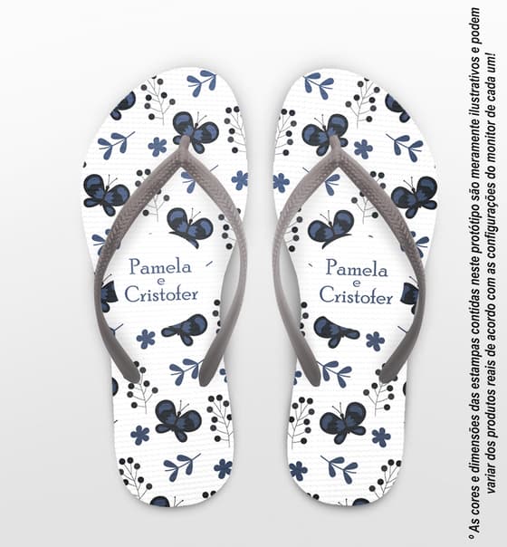 Chinelo Casamento Personalizado Borboletas COD 9354