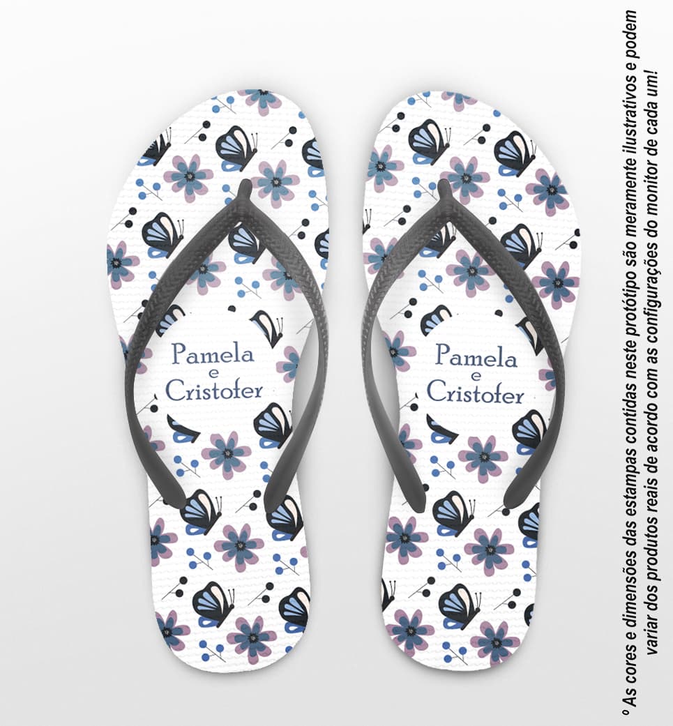 Chinelo Casamento Personalizado Borboletas COD 9355