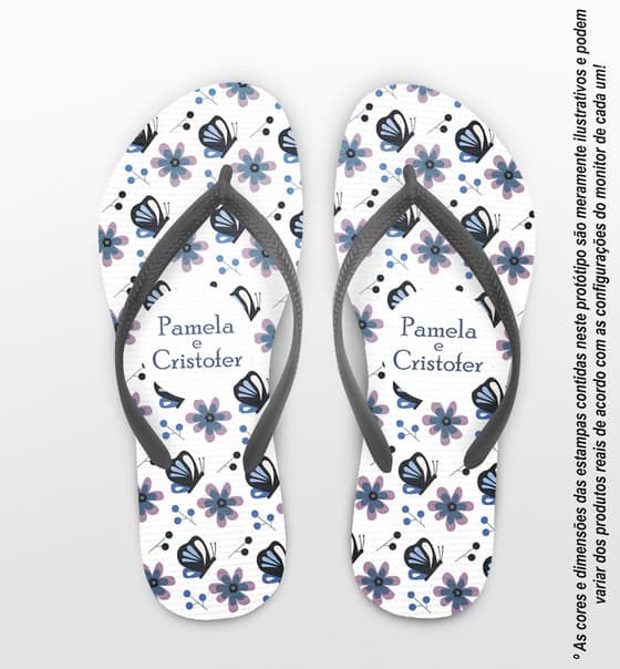Chinelo Casamento Personalizado Borboletas COD 9355