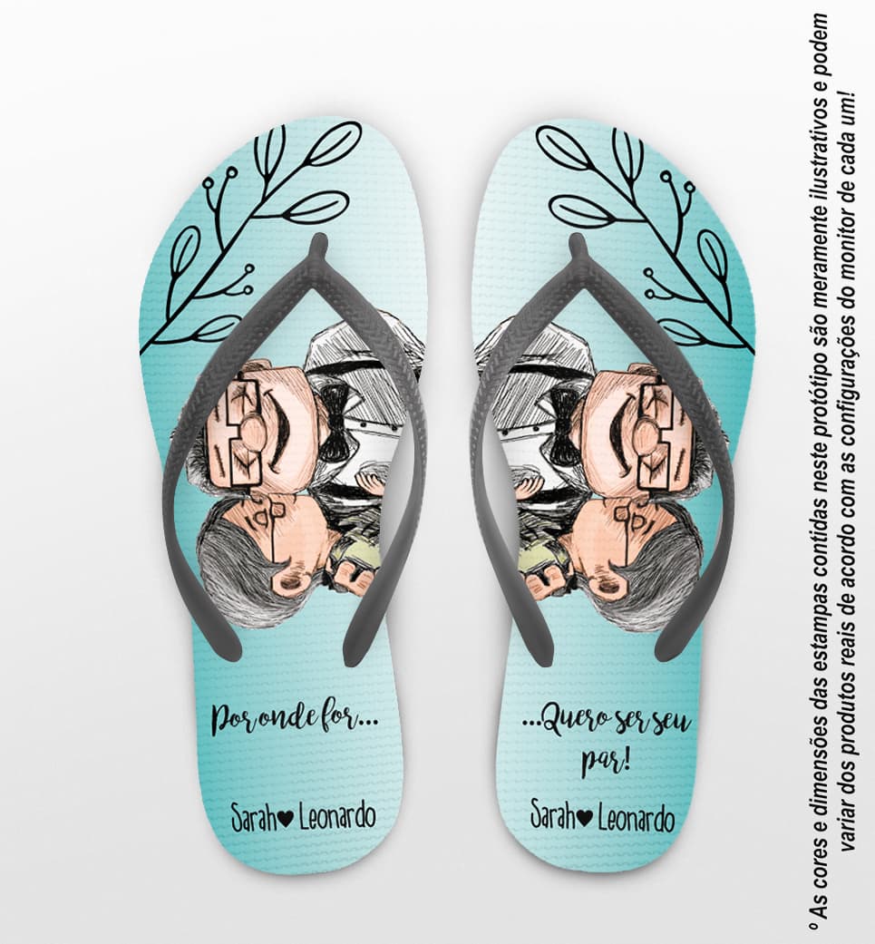 Chinelo Casamento Personalizado Carl e Ellie COD 9443