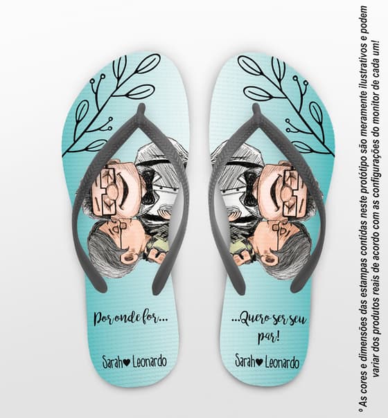 Chinelo Casamento Personalizado Carl e Ellie COD 9443