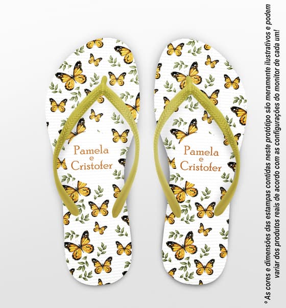 Chinelo Casamento Personalizado com Borboletas COD 9356