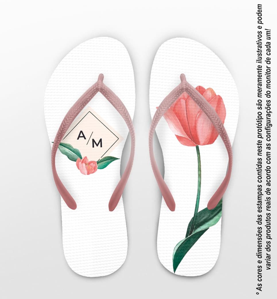 Chinelo Casamento Personalizado com Flor COD 9321
