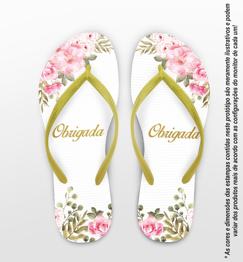 Chinelo Casamento Personalizado com Floral COD 9317