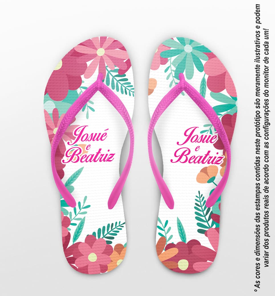 Chinelo Casamento Personalizado com Floral COD 9327