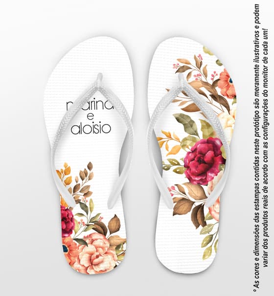 Chinelo Casamento Personalizado com Floral COD 9328