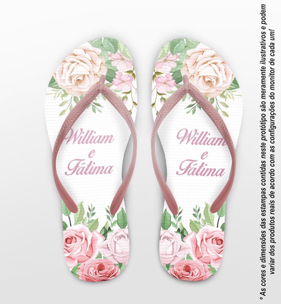 Chinelo Casamento Personalizado com Flores COD 9318