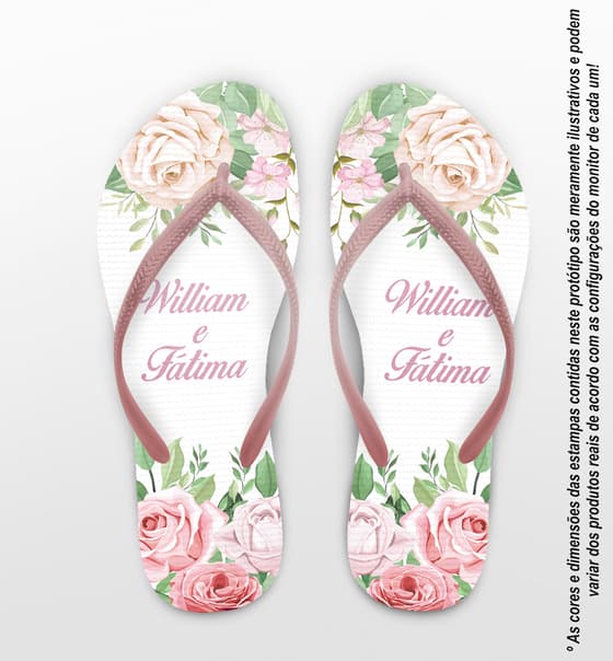 Chinelo Casamento Personalizado com Flores COD 9318