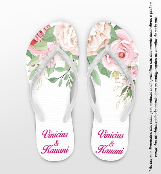 Chinelo Casamento Personalizado com Flores COD 9319