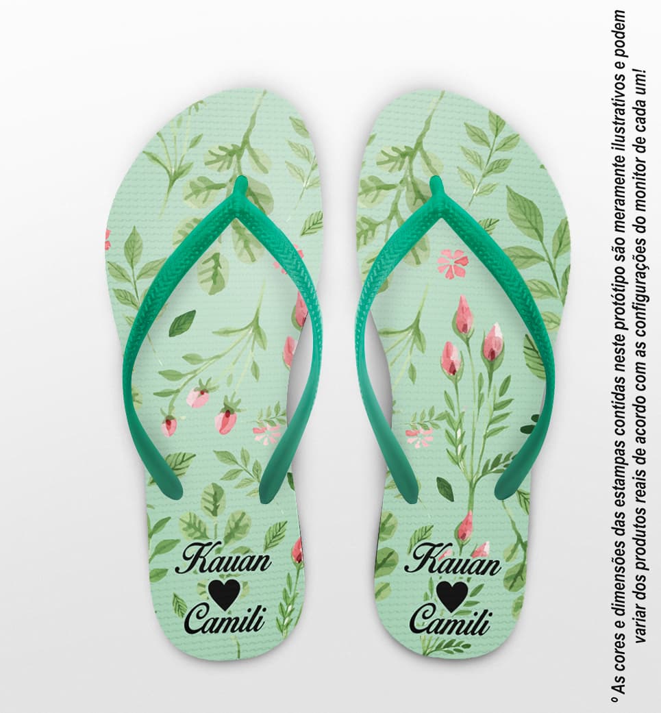 Chinelo Casamento Personalizado com Folhagens COD 9326