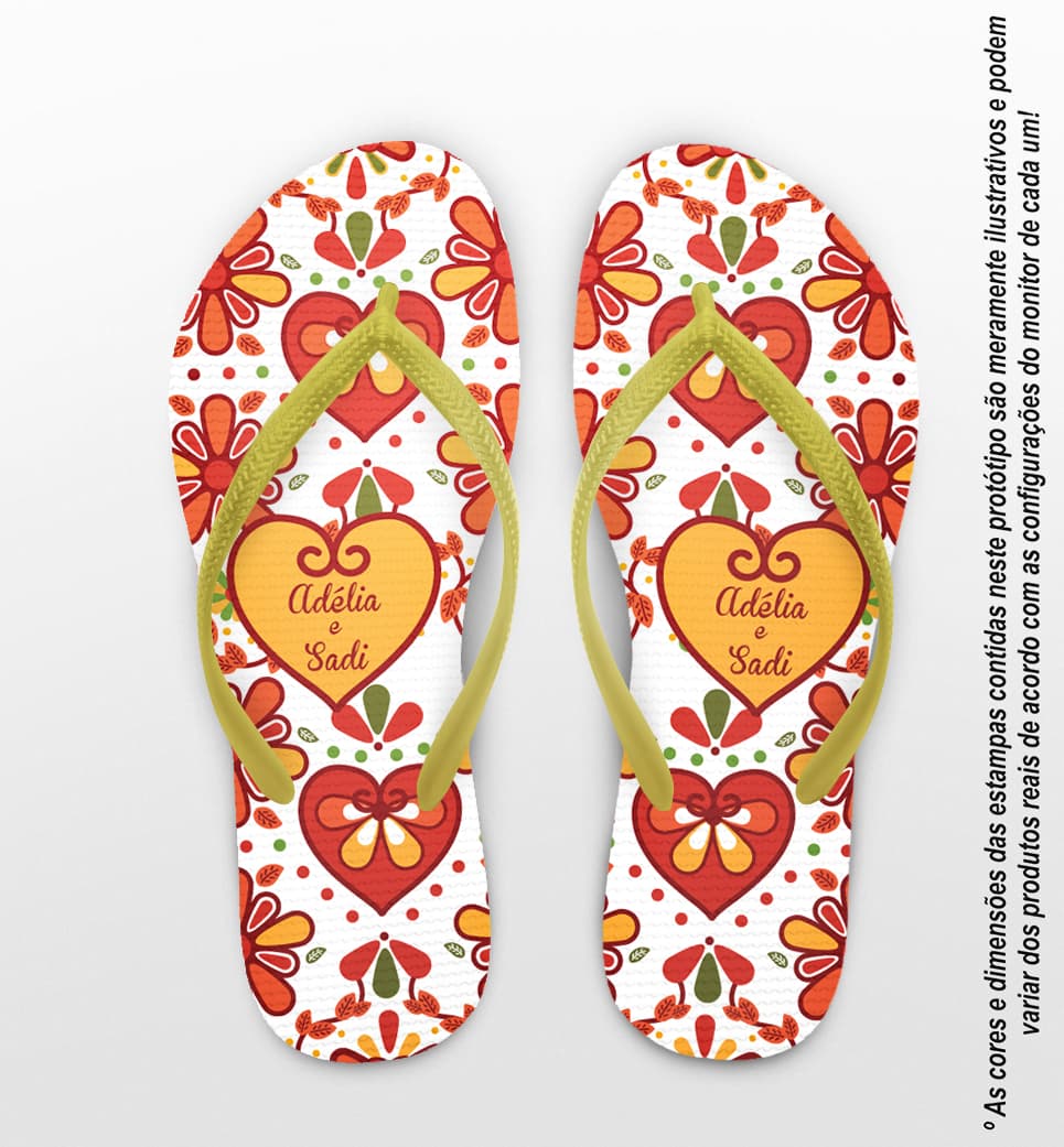 Chinelo Casamento Personalizado Corações COD 9316