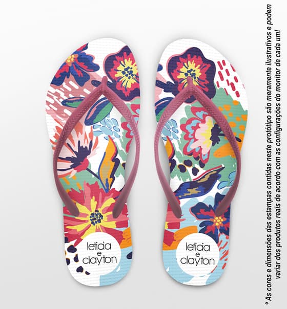 Chinelo Casamento Personalizado Floral COD 9332
