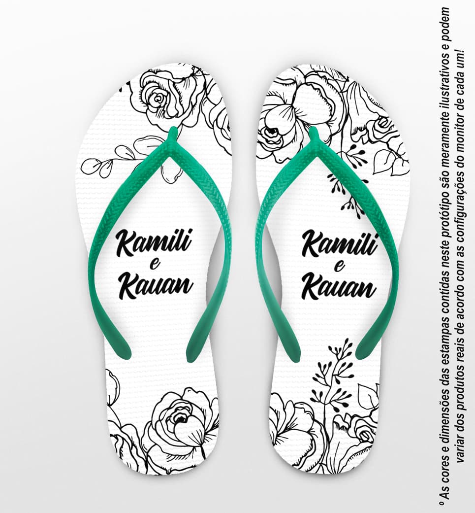 Chinelo Casamento Personalizado Floral COD 9336