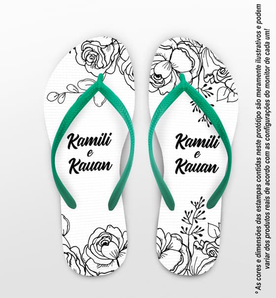 Chinelo Casamento Personalizado Floral COD 9336