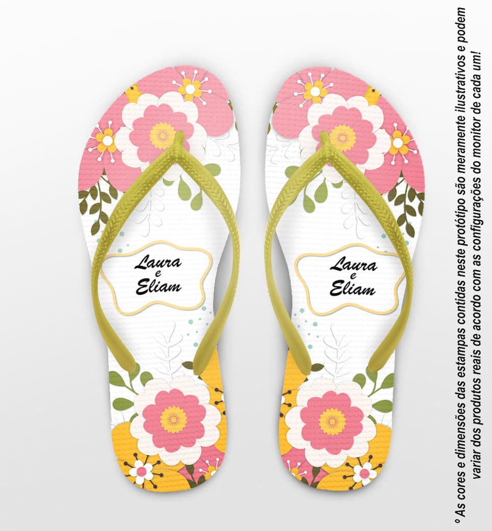 Chinelo Casamento Personalizado Floral COD 9337