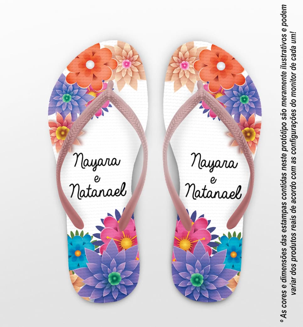 Chinelo Casamento Personalizado Floral COD 9338