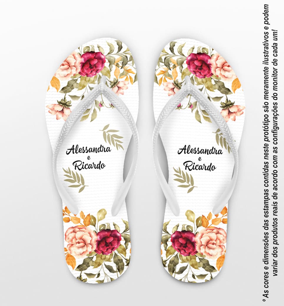 Chinelo Casamento Personalizado Floral COD 9343