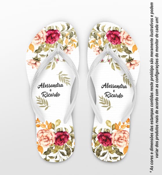 Chinelo Casamento Personalizado Floral COD 9343