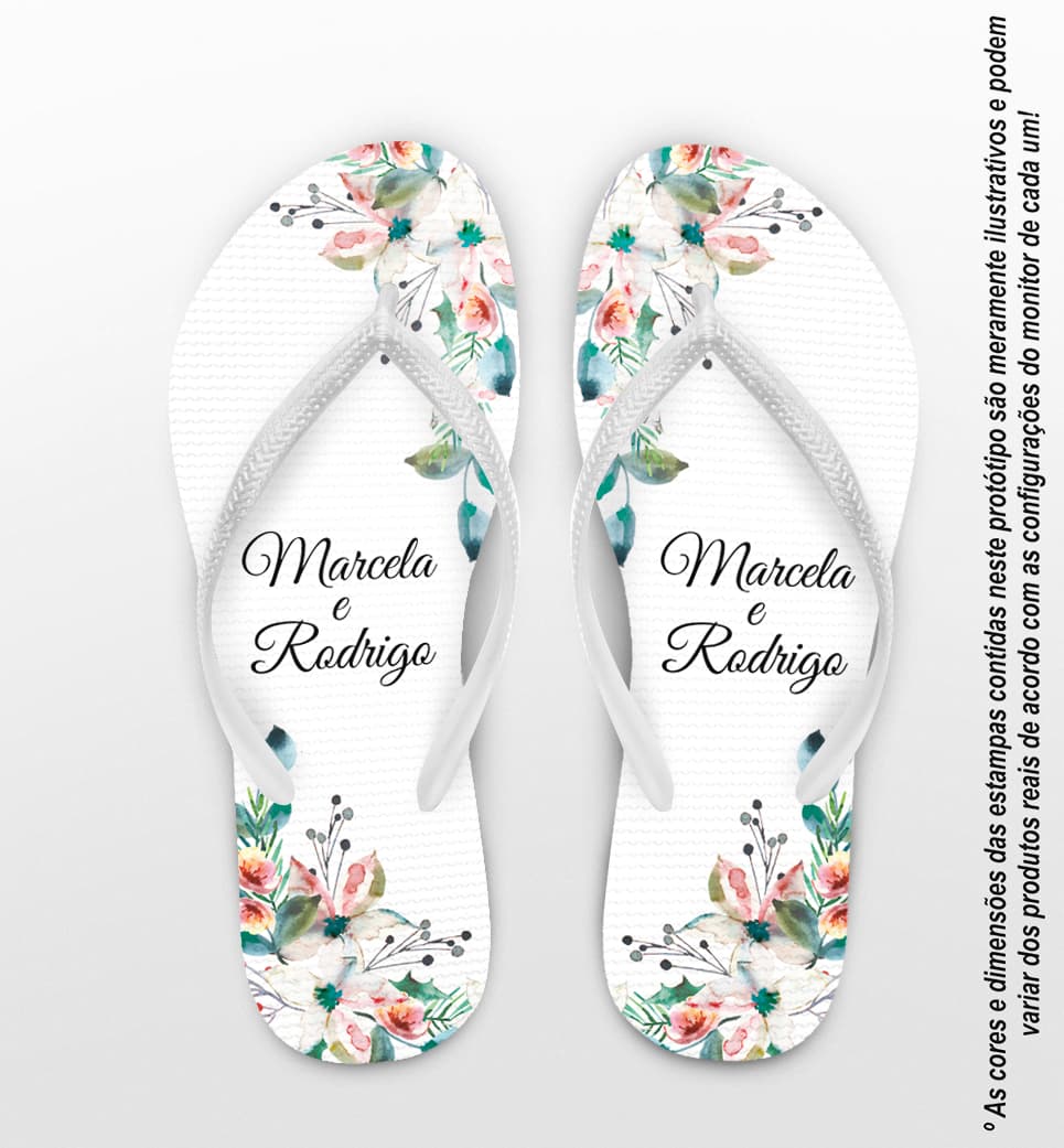 Chinelo Casamento Personalizado Floral COD 9344