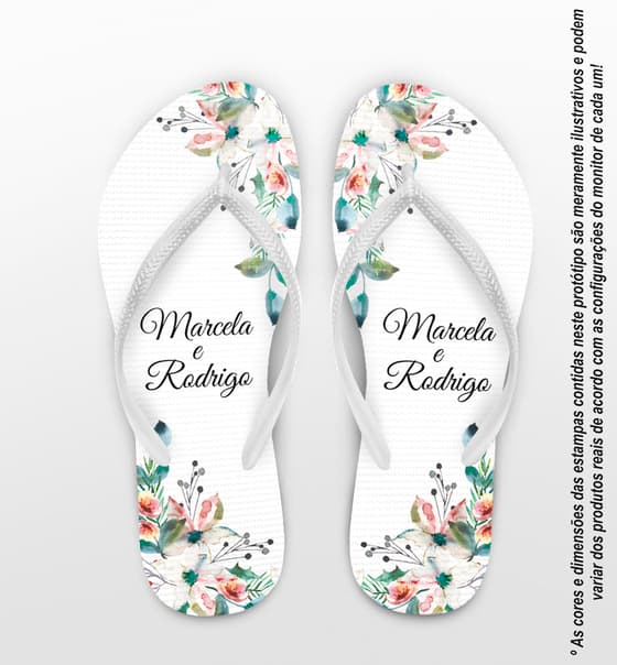 Chinelo Casamento Personalizado Floral COD 9344