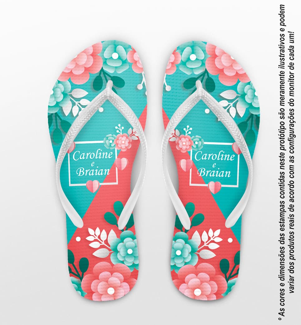 Chinelo Casamento Personalizado Floral COD 9345