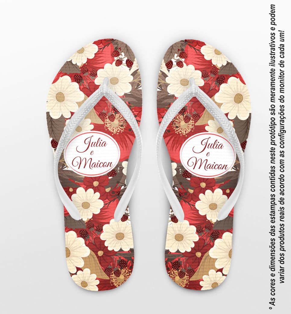 Chinelo Casamento Personalizado Floral COD 9347