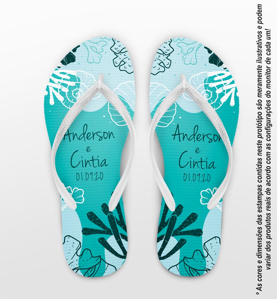 Chinelo Casamento Personalizado Fundo do Mar COD 9331