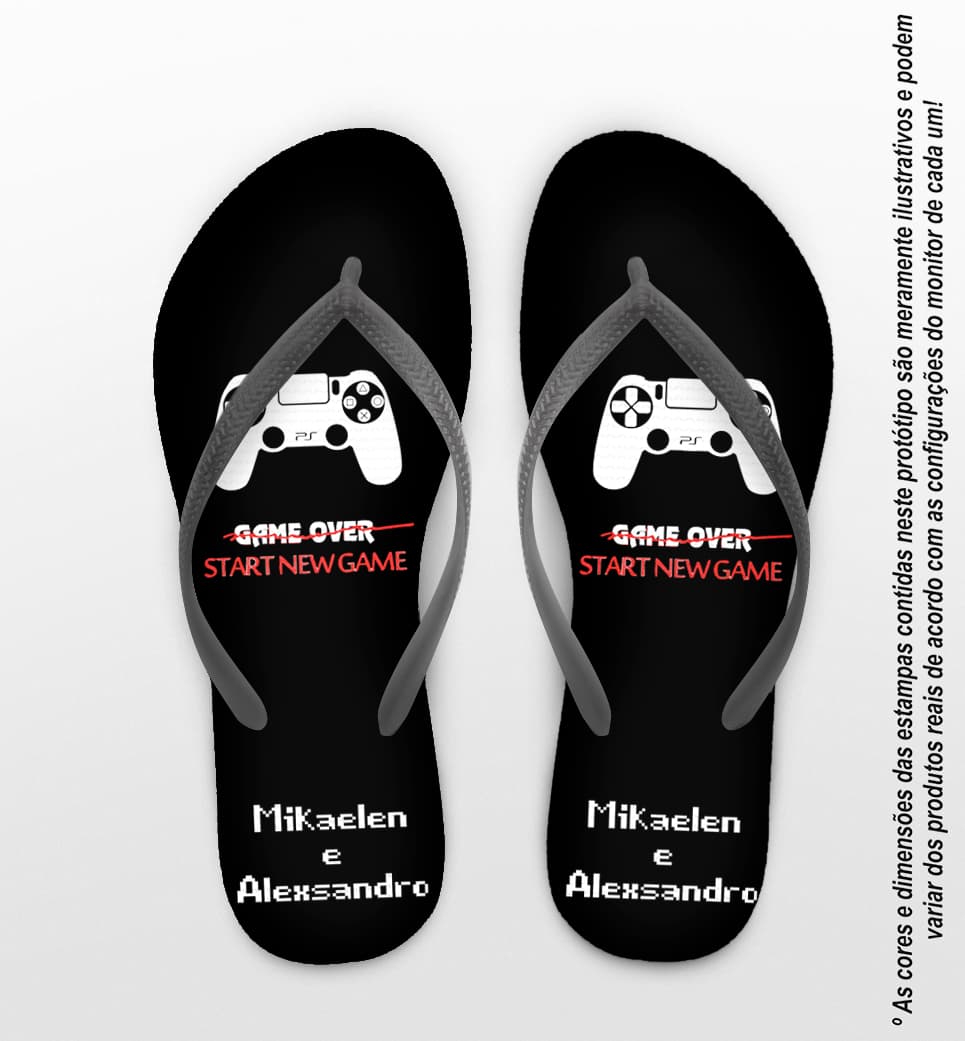 Chinelo Casamento Personalizado Game Over COD 9341