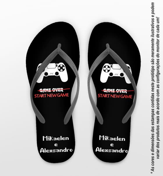 Chinelo Casamento Personalizado Game Over COD 9341
