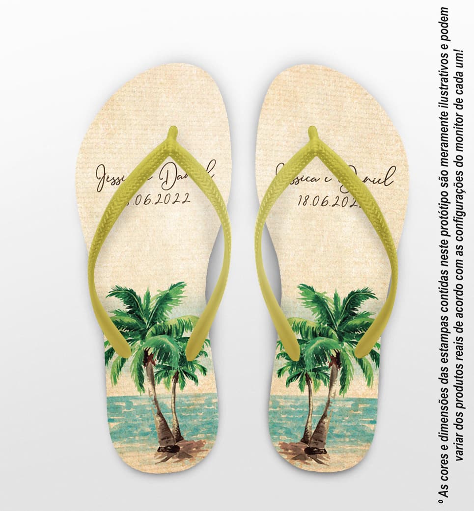 Chinelo Casamento Praia Coqueiro Personalizado COD 10756