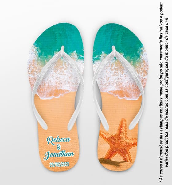 Chinelo Casamento Praia Estrela do Mar Personalizado COD 10290