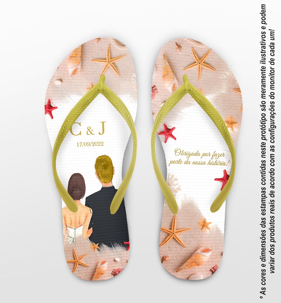 Chinelo Casamento Praia Noivinhos Personalizado COD 10788