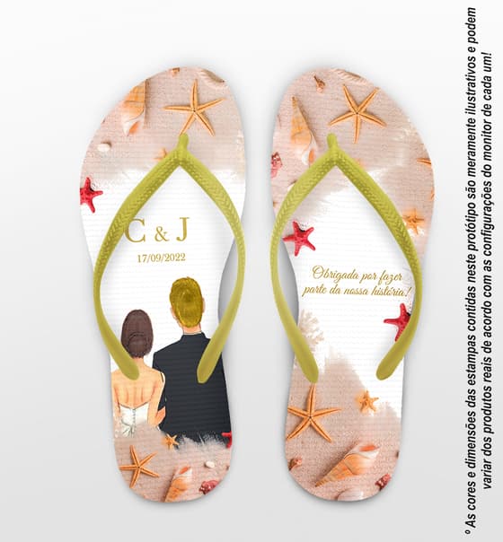 Chinelo Casamento Praia Noivinhos Personalizado COD 10788
