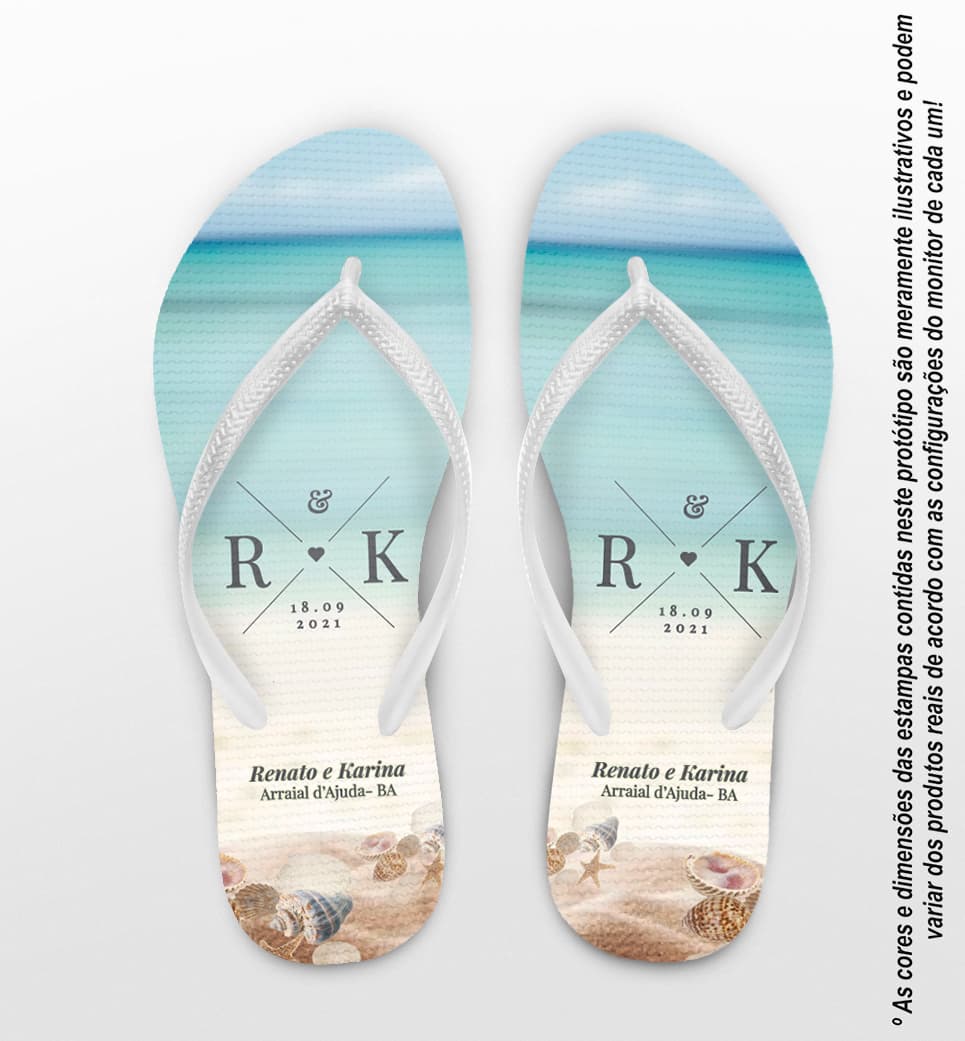 Chinelo Casamento Praia Personalizado COD 10245