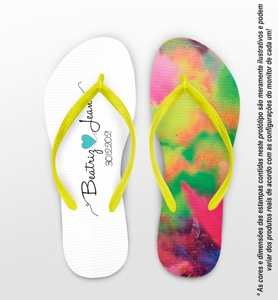 Chinelo Casamento Tie Dye Arco Iris Nomes Personalizado COD 7874