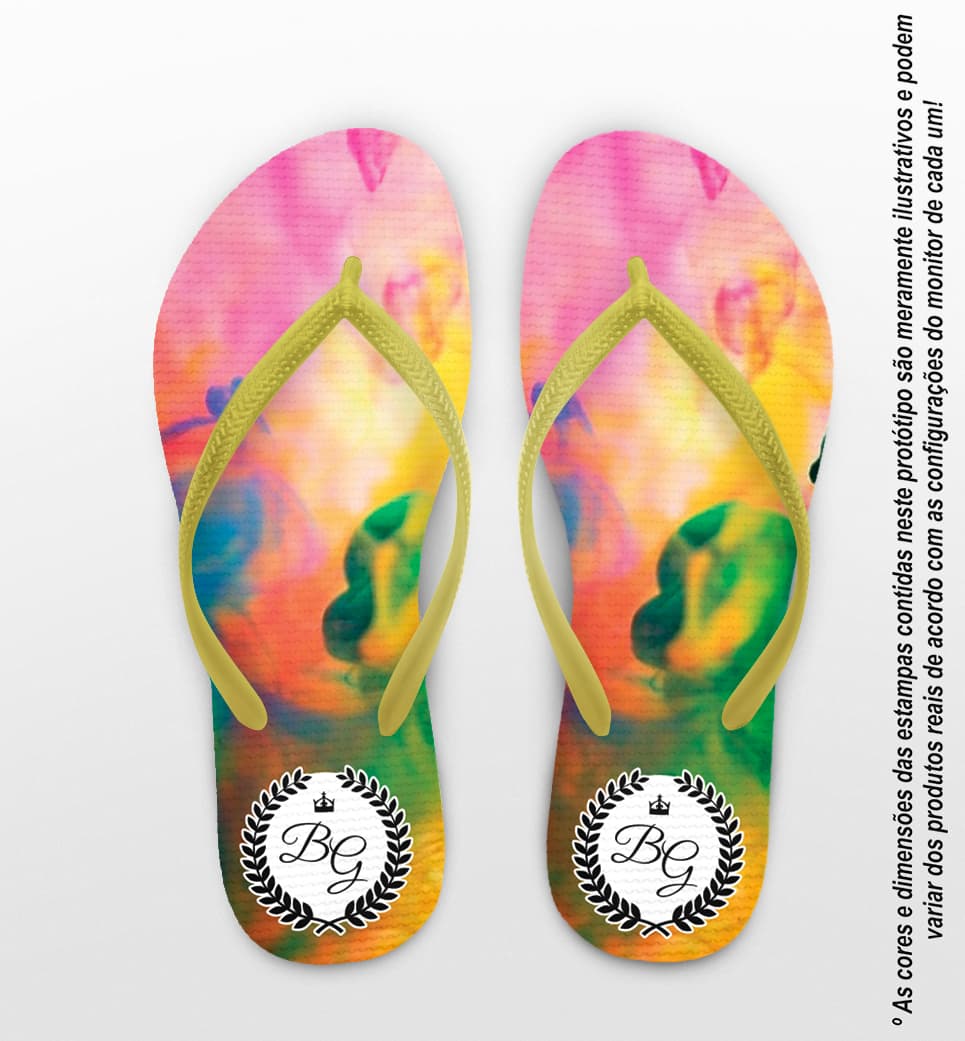 Chinelo Casamento Tie Dye Brasão Iniciais Personalizado COD 7875