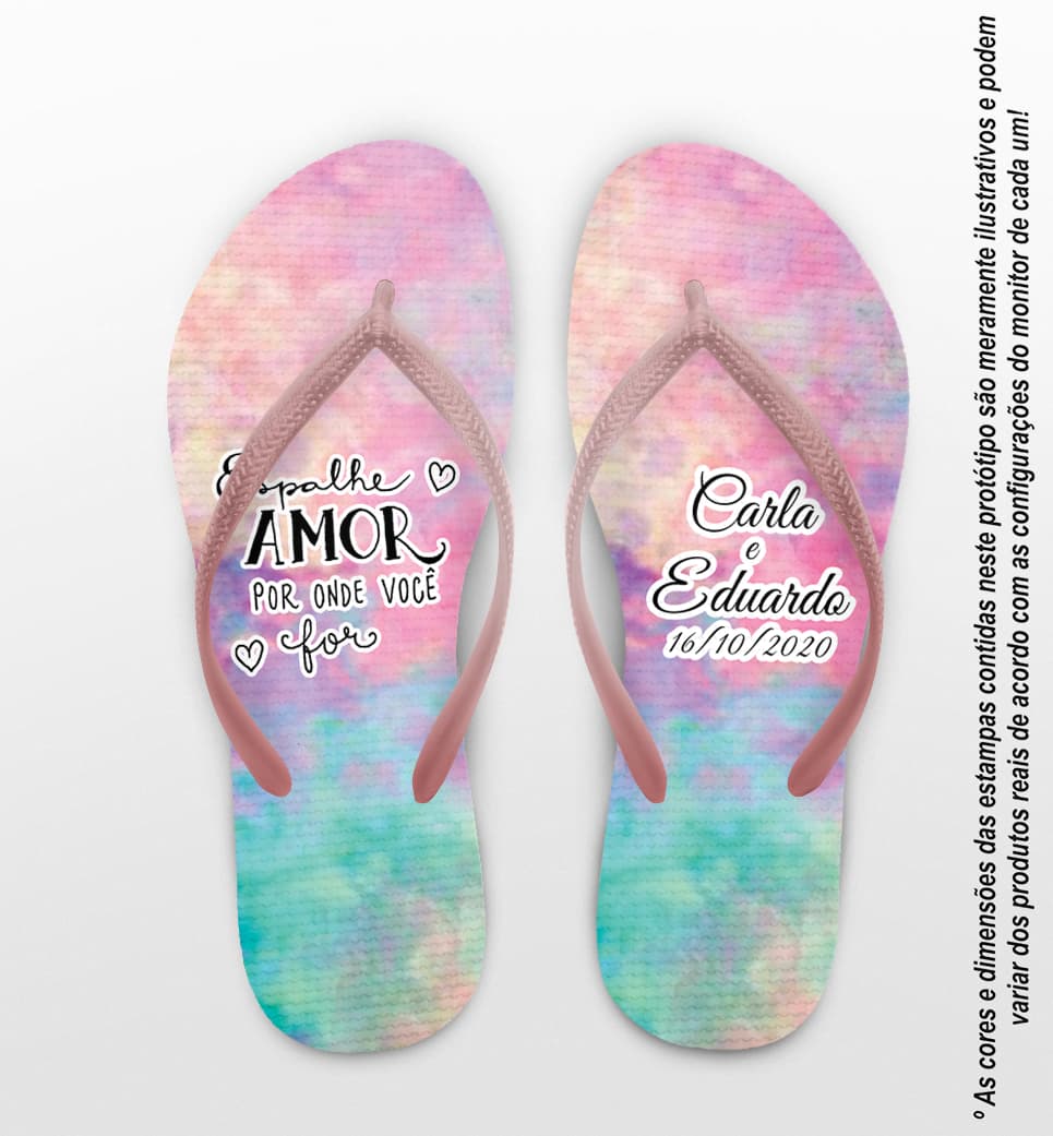 Chinelo Casamento Tie Dye Ceu Rosa Personalizado COD 7876